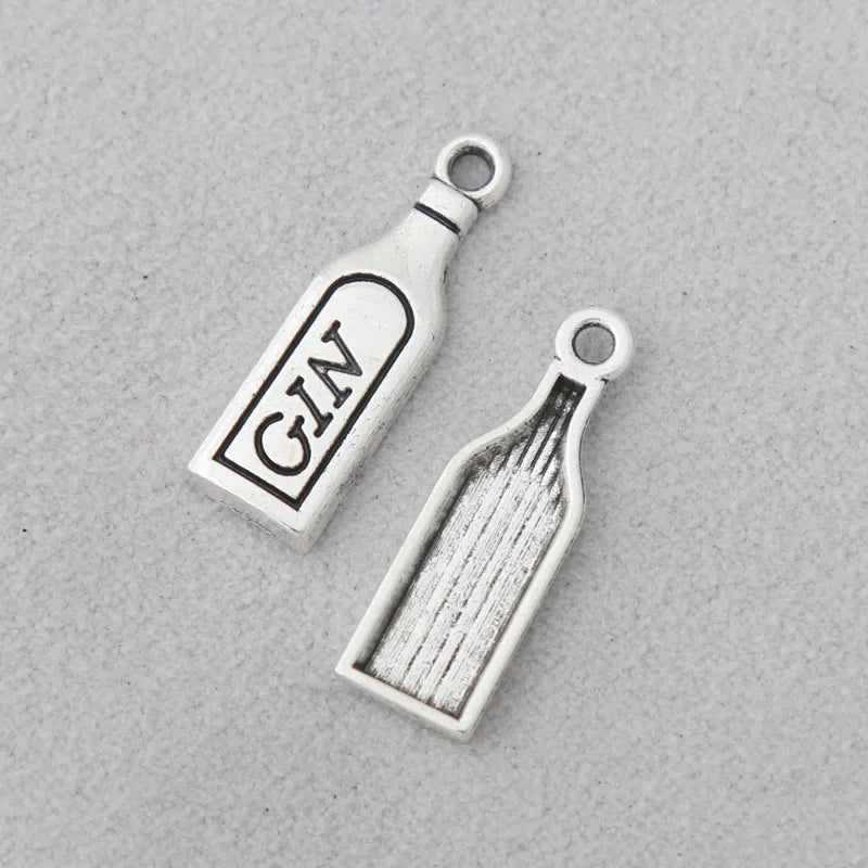 Antique Silver GIN Bottle Charms 100pcs