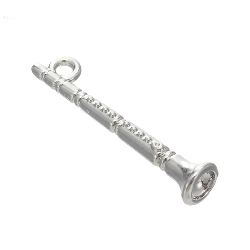 Alloy Clarinet Music Instrument Charms 6*28mm 50pcs
