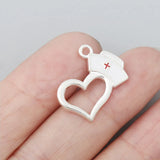 Alloy Heart Cap Charms Enamel Heart Charms 20*21mm 50pcs
