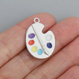 Colorful Artist Palette Charms Enamel Paint Pallet Charms 19*27mm 20pcs