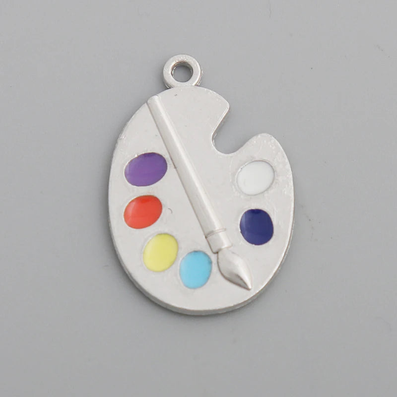Colorful Artist Palette Charms Enamel Paint Pallet Charms 19*27mm 20pcs