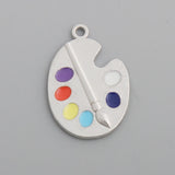 Colorful Artist Palette Charms Enamel Paint Pallet Charms 19*27mm 20pcs