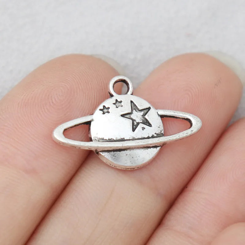 Alloy Earth Star Charms For Kids 14x22mm 100pcs AAC464