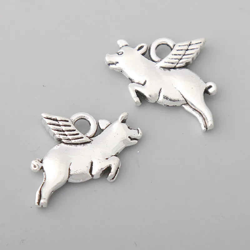 Alloy Flying Pig Charms 100pcs AAC1085