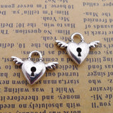 Heart Shape Lock Angel Wing Charms 100pcs AAC482
