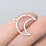 Alloy Hollow Moon Shape Pendant Charms 19*20mm 100pcs