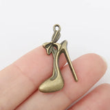 Alloy Lady High-heel Shoe Charms 19*29mm 50pcs AAC1442