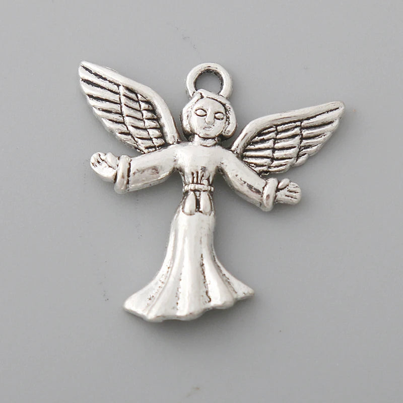 Antique Silver Angel Charms 24*25mm 50pcs AAC1564