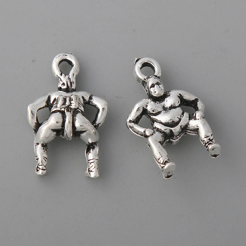 Sumo Wrestler Charms Antique Silver 13*20mm 50pcs