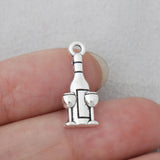 Alloy Wine Bottle & Glass Charms 100pcs