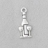 Alloy Wine Bottle & Glass Charms 100pcs