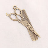Vintage Bronze Hair Scissors Charms 21*53mm 30pcs AAC1486