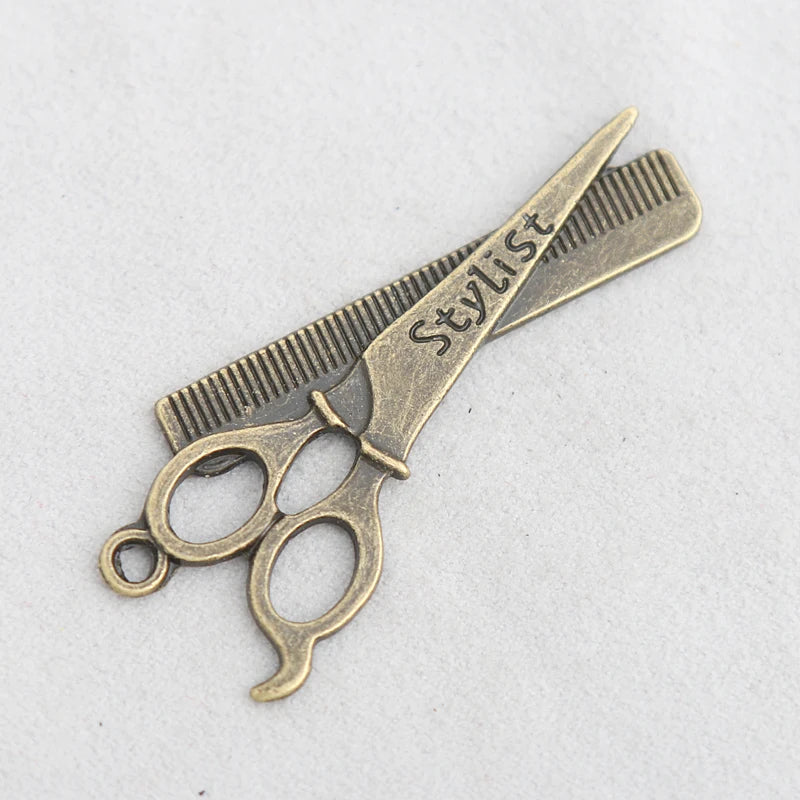 Vintage Bronze Hair Scissors Charms 21*53mm 30pcs AAC1486