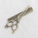 Vintage Bronze Hair Scissors Charms 21*53mm 30pcs AAC1486