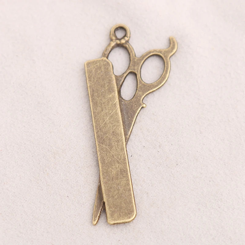 Vintage Bronze Hair Scissors Charms 21*53mm 30pcs AAC1486