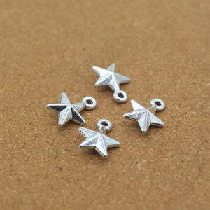Vintage Silver 3D Star Alloy Charms 100pcs