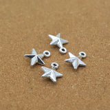Vintage Silver 3D Star Alloy Charms 100pcs