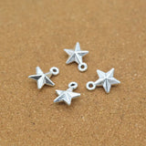 Vintage Silver 3D Star Alloy Charms 100pcs