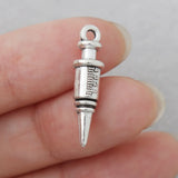 Antique Silver Syringe Charms Medical Nurse Doctor 6*25mm 100pcs