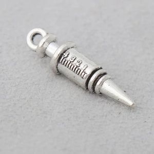 Antique Silver Syringe Charms Medical Nurse Doctor 6*25mm 100pcs
