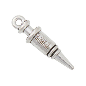 Antique Silver Syringe Charms Medical Nurse Doctor 6*25mm 100pcs