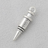 Antique Silver Syringe Charms Medical Nurse Doctor 6*25mm 100pcs