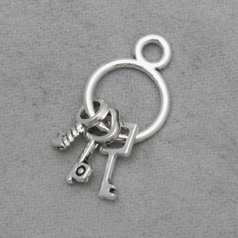 Vintage Silver Key Dangle Pendant Charms 12*16mm 50pcs
