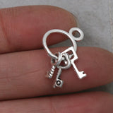 Vintage Silver Key Dangle Pendant Charms 12*16mm 50pcs