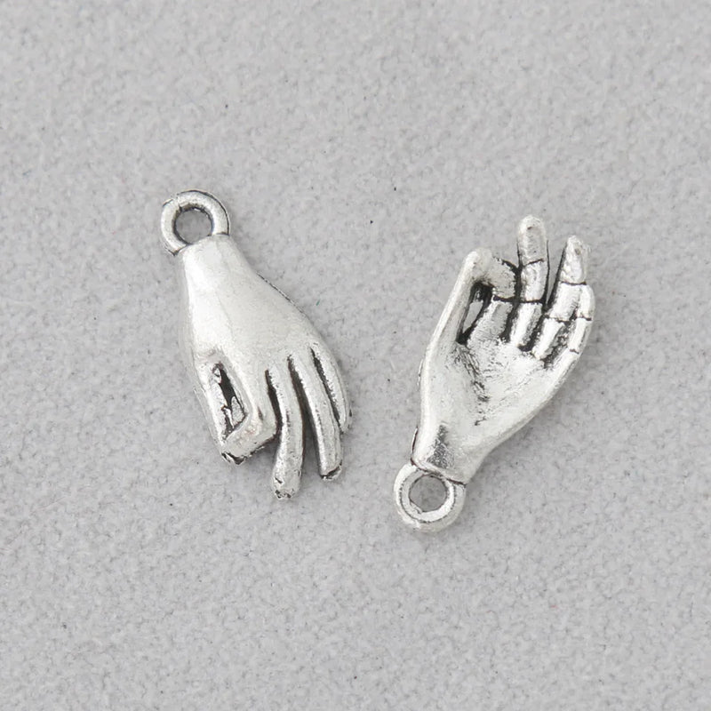 Antique Silver Buddha Hand Charms 100pcs