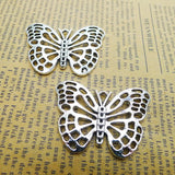 Antique Silver Butterfly Charms Insect Charms For Kids 29*40mm