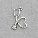 Antique Silver Doctor Stethoscope Alloy Nurse Medical Tool Charms