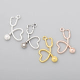 Antique Silver Doctor Stethoscope Alloy Nurse Medical Tool Charms