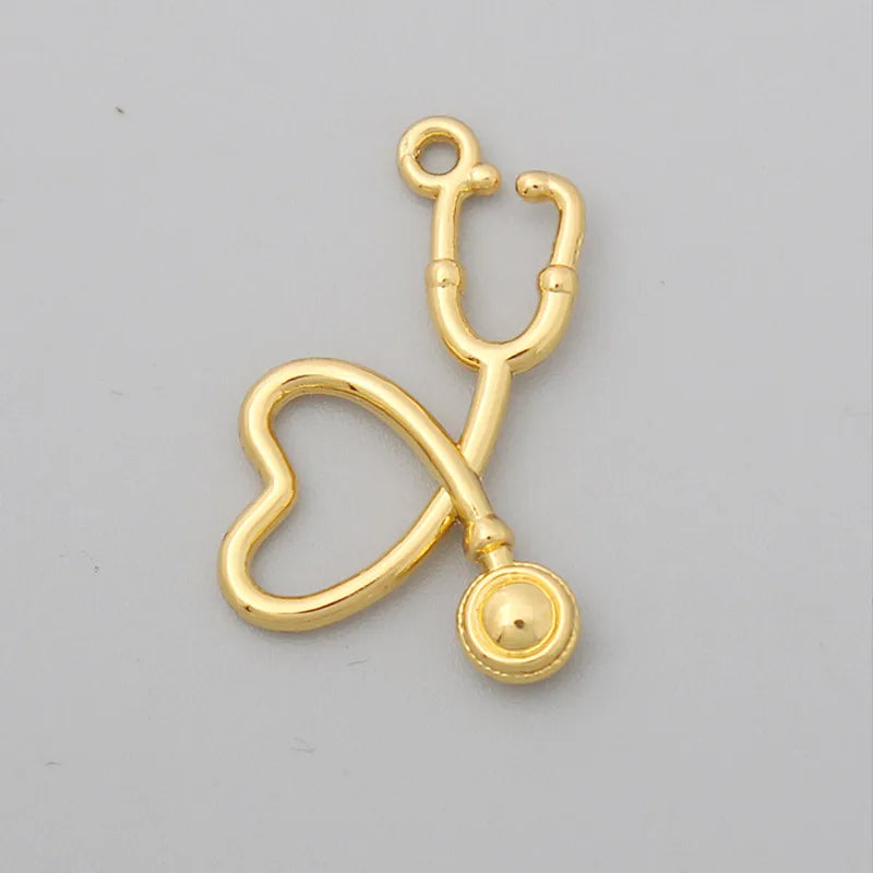 Antique Silver Doctor Stethoscope Alloy Nurse Medical Tool Charms