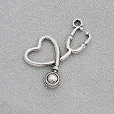 Antique Silver Doctor Stethoscope Alloy Nurse Medical Tool Charms