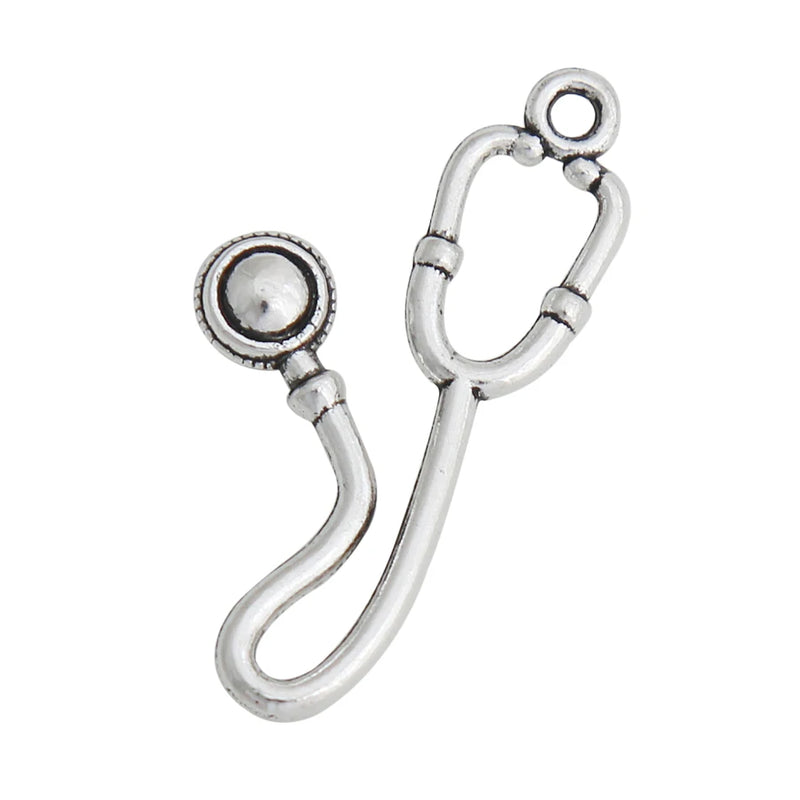 Antique Silver Doctor Stethoscope Charms Medical Tool Charms