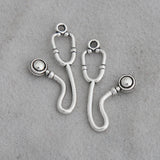 Antique Silver Doctor Stethoscope Charms Medical Tool Charms