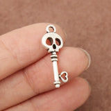 Antique Silver Skull Key DIY Charms 100pcs