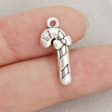 Candy Cane Shape Alloy Charms With Bow knot Christmas 100pcs