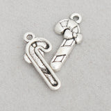 Candy Cane Shape Alloy Charms With Bow knot Christmas 100pcs