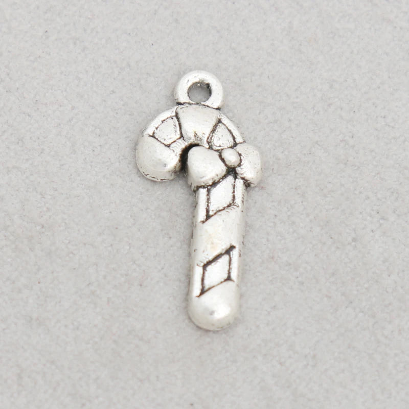 Candy Cane Shape Alloy Charms With Bow knot Christmas 100pcs