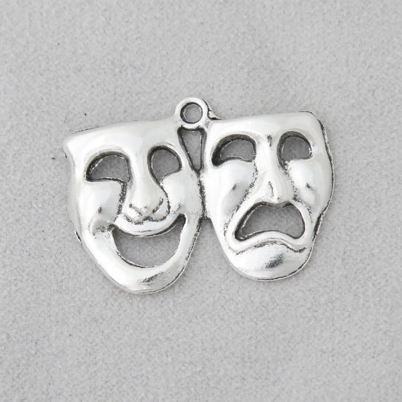 Halloween Alloy Comedy Tragedy Mask Charms 22*30mm 50pcs