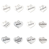 Mixed Heart Mum Nanny Charms 15*17mm 10pcs