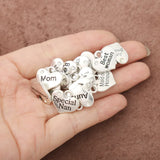 Mixed Heart Mum Nanny Charms 15*17mm 10pcs