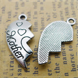 Mother Daughter Heart Charms 21*24mm 50 pairs