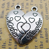 Mother Daughter Heart Charms 21*24mm 50 pairs