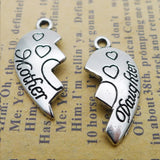 Mother Daughter Heart Charms 21*24mm 50 pairs