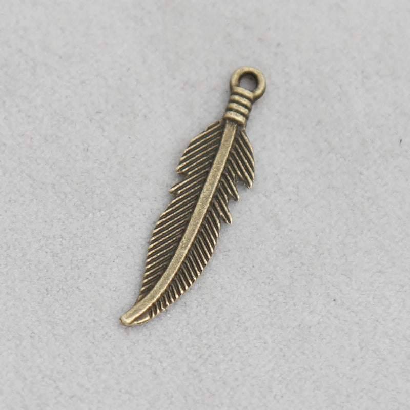 Vintage Feather Alloy Charms 100pcs AAC1206