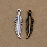 Vintage Feather Alloy Charms 100pcs AAC1206