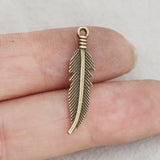 Vintage Feather Alloy Charms 100pcs AAC1206