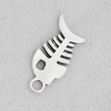 Alloy Fish Bone Shape DIY Charms 12*26mm 100pcs